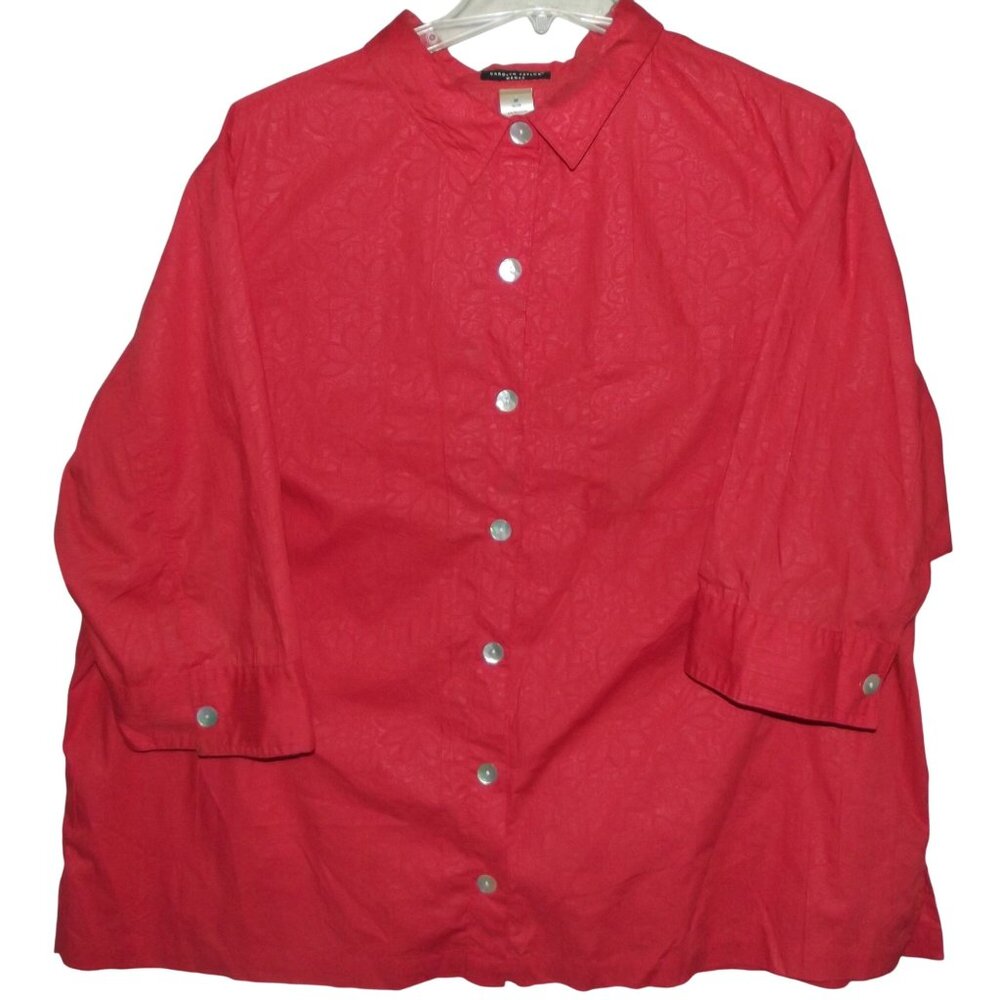 Carolyn Taylor Button Down Shirt WomensSize  3X (26/28) Red blouse tunic top